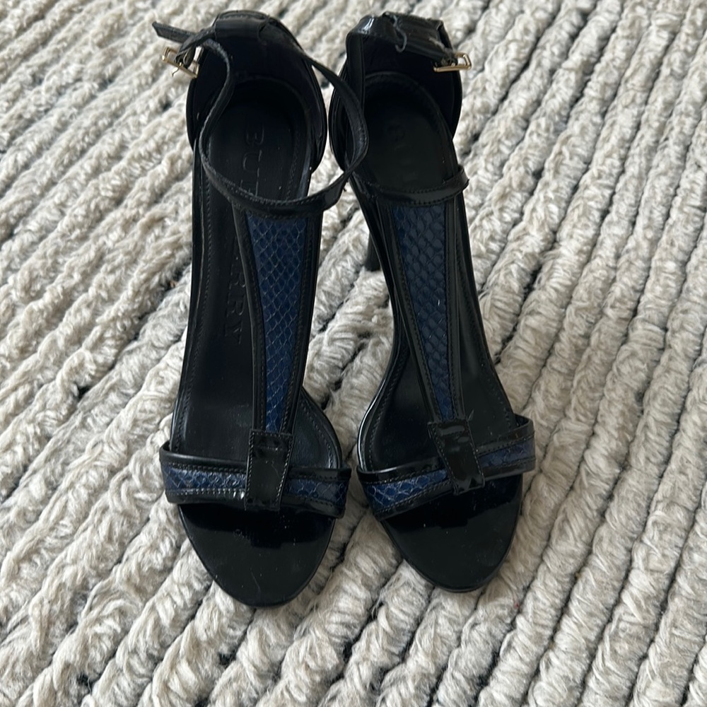 Burberry Black and Blue Snake Skin Heels